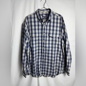 Resistol Double R Large Gray Blue Plaid Button Down Shirt